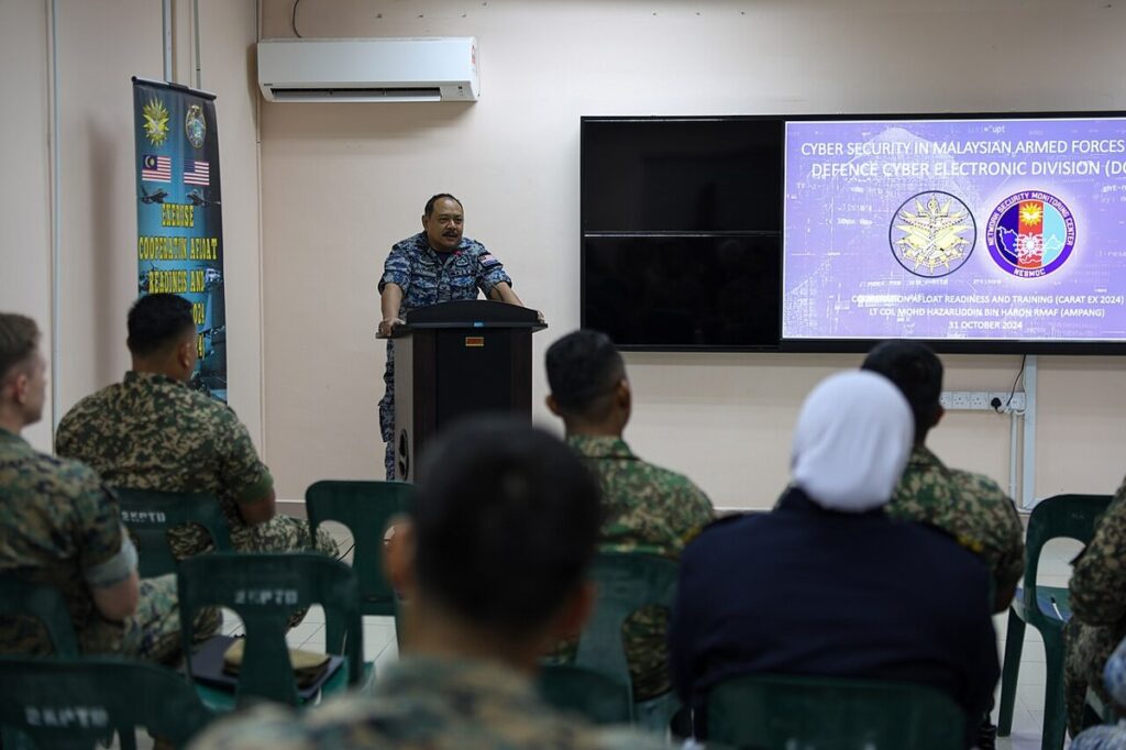 Cybersecurity specialists during a joint cyber training exercise